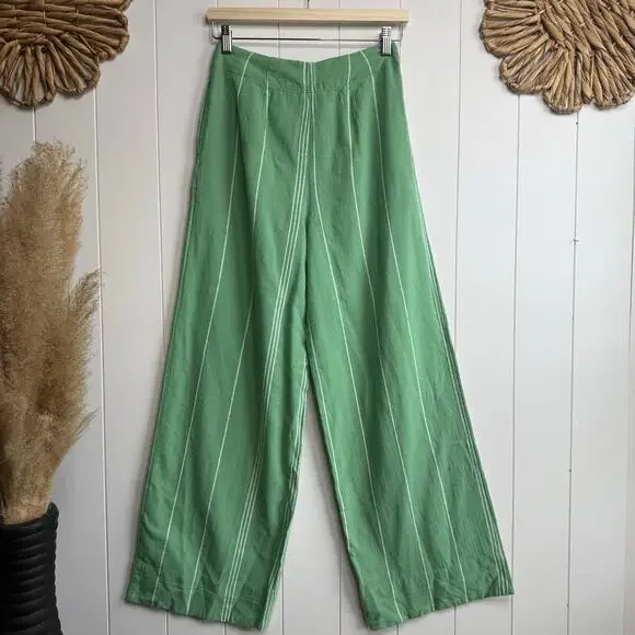 Free People set co-ord matching set pants and crop top cotton striped Medium